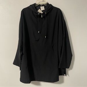Field Gear Black Hooded 1/4-zip Windbreaker Jacket Rain Coat women’s L‎